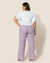 Calça Plus Size Pantalona Em Malha Tricô Roxo