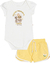 Conjunto Body Creme e Short Moletinho Amarelo - Nini e Bambini