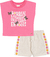 Conj. Blusa Rosa e Shorts Creme C/ Bordado - Nini e Bambini