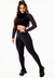 Conjunto Fitness Cropped Manga Longa e Calça Legging Preto | REF: LX103