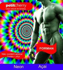 CAPA SOLÚVEL MASCULINA DE FANTASIA NEON SEM COSTURA DE GELATINA PETIT CHERRY