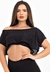 Blusa transparente em tela + cropped tomara-que-caia - Preta