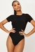 Body Liso Manga Curta Feminino - Preto - comprar online