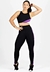 Conjunto Fitness Cropped + Calça Legging Metamorfose - Preto com Branco e Roxo