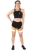 Conjunto Fitness Cropped Preto + Shorts Com Faixas Laranja e Branco - Preto na internet