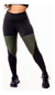 Calça Preta Com Detalhes Verde Militar Legging Fitness