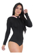 Body Manga Longa Com Capuz Feminino Preto