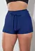 Short Fitness Cintura Alta Liso Com Cadarço Fake - Azul Marinho