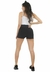 Conjunto Fitness Short Preto Liso Com Cadarço e Cropped Branco - comprar online