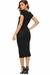 Vestido Midi canelado com manga - Preto - comprar online