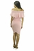 Vestido Ombro a Ombro Tubinho Com Babado Elegante - Rosa - comprar online