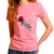 Camiseta Caveira segurando uma flor malha pv rosa escuro