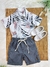 Conjunto Camisa Branca Estampada Com Bermuda