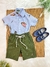 Conjunto Camisa Azul Com Bermuda Verde