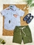 Conjunto Camisa Azul Com Bermuda Verde