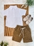 Conjunto Camisa Branco Com Bermuda Caqui de Cordão. - comprar online