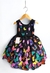 Vestido Infantil Preto Jardim das Borboletas Efeito Neon Luxo - comprar online