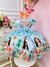 Vestido Infantil Azul Boneca Moana Florido Luxo Festas - comprar online