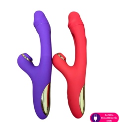 VIBRADOR C/ESTIMULADOR CLITORIANO E MOVIMENTO VAI E VEM