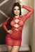 VESTIDO SEXY VERMELHO MANGA LONGA FEITO EM TULE DE LUXO COM TRANSPARENCIA