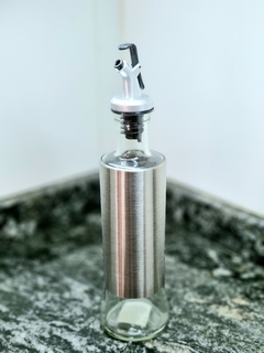 Aceitero o Vinagrera Vidrio Pico Vertedor Acero Inox. Cocina 300ml - JHUMAX