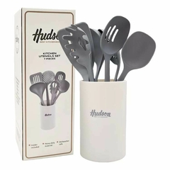 Set X6 Utensilios Nylon + Vaso Contenedor Cocina Hudson