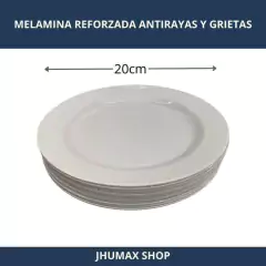 Set x12 Platos 20cm de Postre Melamina Reforzada - JHUMAX