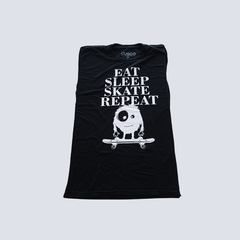 Camiseta - Cusco Eat Sleep Skate Repeat - Preta com estampa branca