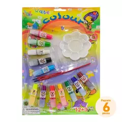 Paquete de 6 Kits Infantiles con 12 Pinturas de agua.