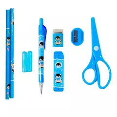 Kit Escolar con 9 Piezas Color Azul - comprar en línea