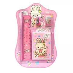 Paquete de 4 Kits Escolares de 5 Piezas Diseño de Animalitos Kawaii - tienda en línea