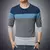 Imagem do Casual O-pescoço dos homens listrado Slim Fit Camisola, Malhas Pullovers, Camis