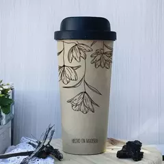 ECO VASO TÉRMICO FLORAL MADERA