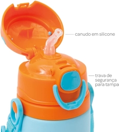 Garrafinha Aluminio Com Canudo Animal Fun Leao 400ml - Buba - comprar online