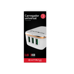 Carregador De Parede Xtrax Universal, 3 Usb 3.4a Sem Cabo