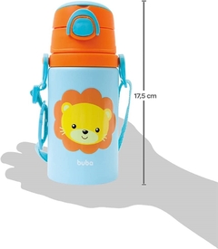 Garrafinha Aluminio Com Canudo Animal Fun Leao 400ml - Buba - Suporte Roque Tecnologia e Suprimentos