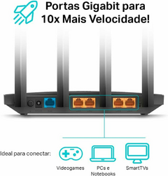 WIRELESS ROTEADOR TP LINK ARCHER C6 - AC1300MPBS MU-MIMO - 4 ANTENAS - 4 PORTAS GIGABIT - Suporte Roque Tecnologia e Suprimentos