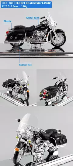 Maiisto Harley Road King Motocicleta, Road King, Dyna Street Bob CVO, Road Glide, VRSCR Rod, XR1200X, Brinquedos da bicicleta, 1:18, Modelo K, XR750, Breakout - GTM Custom