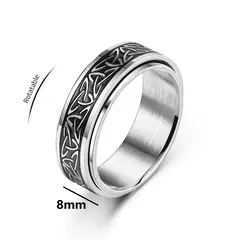 Anéis para Homens, Aço Inoxidável Rotativo, Viking Celtic Knot Rune