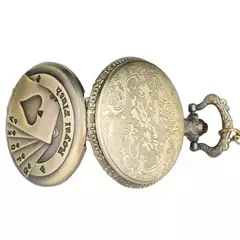 Relogio de bolso - Vintage Bronze Poker Quartz Pocket Watch - GTM Custom