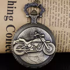 Relógio de bolso vintage, design de motocicleta