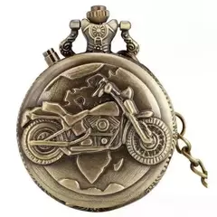 Relógio de bolso vintage, design de motocicleta