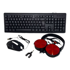 Kit Teclado 5in1 Gamer Usb 5in1 Abnt2 Fone + Mouse Iluminação Rgb + Mouse Pad