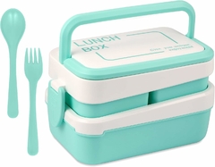 Lunchera 2 En 1 Hermética con Cubiertos Turquesa - tienda online