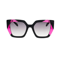 Óculos de Sol Just Cavalli SJC021V Feminino Quadrado em Acetato Preto e Rosa