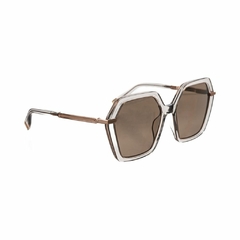 Óculos de Sol Furla SFU691 Feminino Hexagonal em Acetato e Metal Cinza Translúcido e Dourado - comprar online