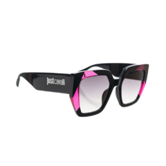 Óculos de Sol Just Cavalli SJC021V Feminino Quadrado em Acetato Preto e Rosa - comprar online