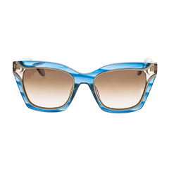 Óculos de Sol Just Cavalli SJC024V Feminino Quadrado em Acetato Azul Translúcido