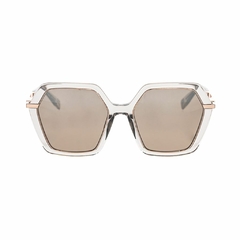 Óculos de Sol Furla SFU691 Feminino Hexagonal em Acetato e Metal Cinza Translúcido e Dourado