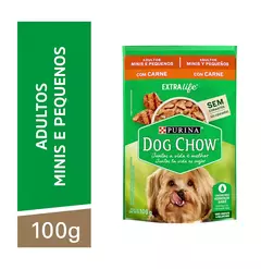 Sachê Dog Chow Adulto Mini e Pequeno Porte Sabor Carne 100g na internet